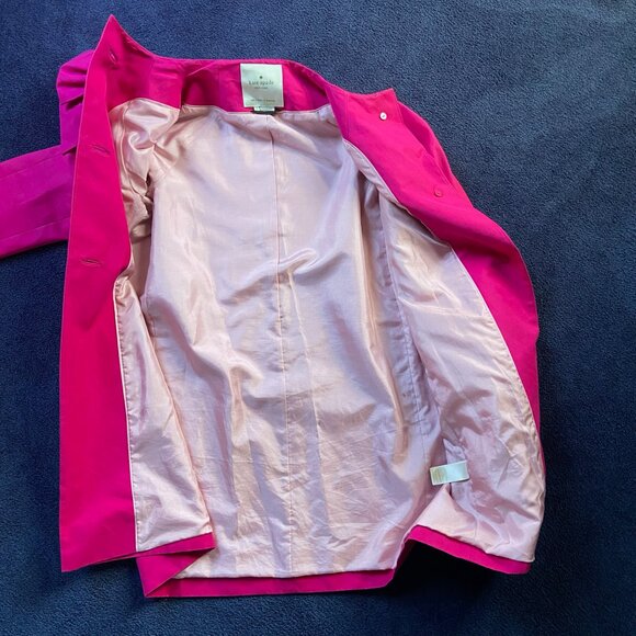 Kate Spade Womans Hot Pink Bow Coat Classic Statement Outerwear Sz S - Picture 2 of 9